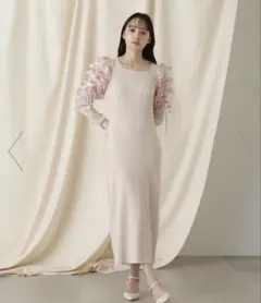 JILL by JILLSTUART シアーギャザースリーブ ニットワンピース