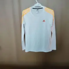 adidas 長袖Tシャツ L ホワイト/オレンジ