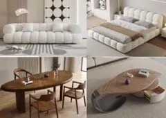 家具フルセット（ダイニングセット＋ソファ＋ベッド&マットレス＋コーヒーテーブル）