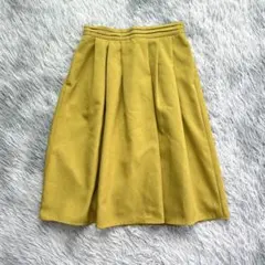 美品✨【テチチ】膝丈タックスカート 裏地あり ウエストゴム 春夏 フレア Mのサムネイル