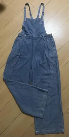 デニムサロペット オーバーオール ワイドパンツ ブルー カジュアル
