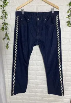 美品・希少サイズ USUALIS ウザリス サイドチェッカー デニムパンツ 38 