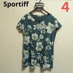 Sportiff❤ボタニカル柄 チュニックカットソー グリーン Lサイズのサムネイル