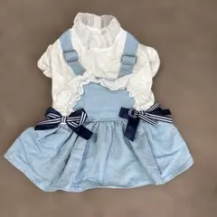 PETCIRCLE 犬服 ワンピース デニム風 Mサイズ
