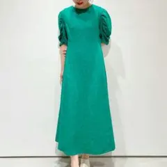 OPAQUE.CLIP ボタニカルジャガードワンピース グリーン オケージョン