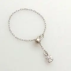 シンプルリング　華奢チェーンリング キュービックジルコニア 細い指輪 シルバーのサムネイル