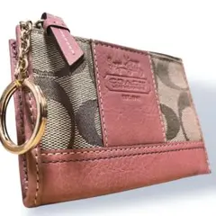 美品✨コーチ　コインケース　カードケース　ピンク　レザー　シグネチャー