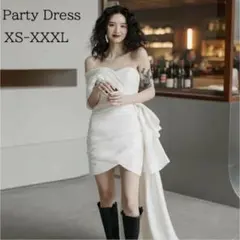 オフショルダー ホワイト パーティードレス Mサイズ
