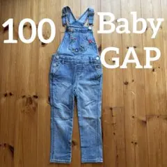 BabyGAP　ベビーギャップ　花刺繍　デニム　オーバーオール 100 3T