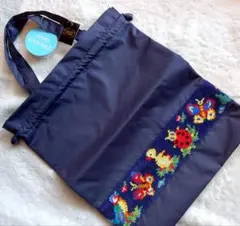 FEILER 学校フェイラー　上履き入れ ネイビー　新品タグ付き　巾着バッグ