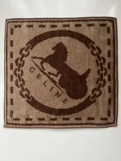 【新品未使用】CELINE セリーヌ　タオルハンカチ　馬車柄　ブラウン　レア物