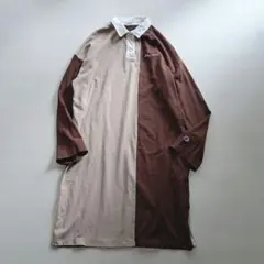 Champion チャンピオン 大きめ バイカラー ラガーシャツ ワンピース 綿