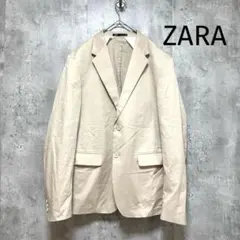 【ZARA】薄手テーラードジャケット ベージュ 42 L相当 ポケット