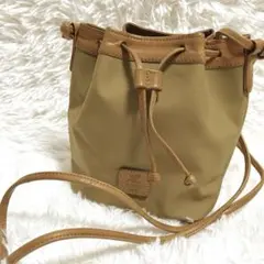 ヴィンテージCourreges ショルダーバッグ 巾着 ナイロン×レザー ミニ