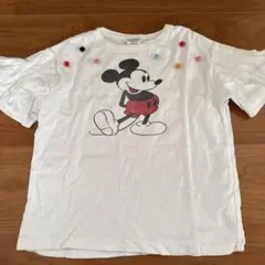 デニムダンガリー　ミッキーマウス Tシャツ 130cm 白
