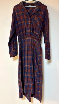 w closet チェック柄 長袖シャツワンピース　ダブルクローゼット　赤　紺