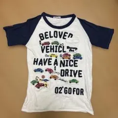 rough　プリント　刺繍　Tシャツ　いちご　クルマ　パープル　ホワイトのサムネイル