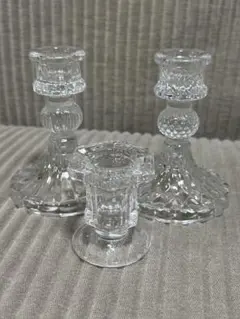 クリスタルガラス キャンドルホルダー 3点セット