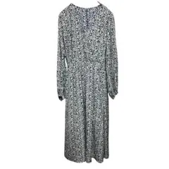 W-52 古着 フラワーカシュクール ロングワンピース 長袖 レディース