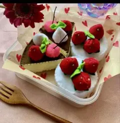 フェルトおままごと★ショートケーキ4個セット食べものキッチンごっこ遊び誕生日食育