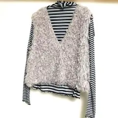 ぞうねこちゃんねる　フリンジ2WAYベスト　タートルネックシアートップス