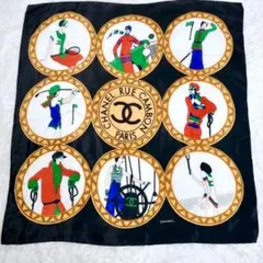 稀有✨ CHANEL 香奈兒 絲巾 雙C標誌 大尺寸 運動款 黑色