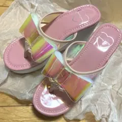 merry jenny PVCリボンサンダル　厚底ビーチサンダル ピンク Mのサムネイル