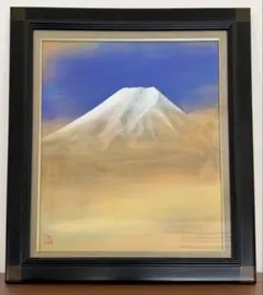 晴山 作 富士山 金属工芸 レリーフ 額装 壁掛け 金彩 彫金アート 美術