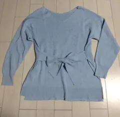 Discoatライトブルー Vネック 長袖ニット