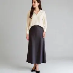 【美品】IENA イエナ ロングスカート 38 チャコールグレー 通勤 休日