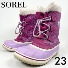 ソレル　スノーブーツ　ウォータープルーフ　総柄　ピンク×パープル　23センチ