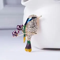 【新品】鳥ハチドリ　ブローチ　パール　クリスタル　入学入園卒業卒園式　セレモニー