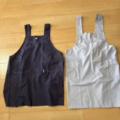 エプロン2枚セット 保育士 家事 シンプル ポケット付き