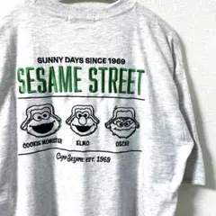 SESAME STREET セサミストリート　刺繍 Tシャツ グレー L
