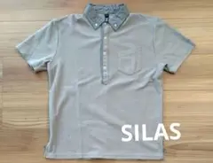 SILAS ポロシャツ ベージュ チェック柄襟 サイズMのサムネイル