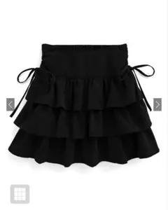 GRL インパン裏地付きリボンティアードミニスカート ta206 ブラック L