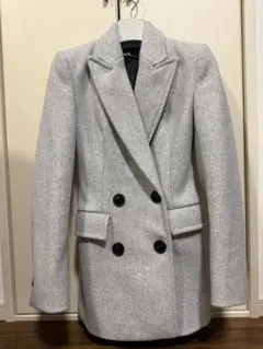 ZARA グレー ダブルブレスト チェスターコート