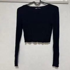 ZARA ブラック クロップド長袖Tシャツ S