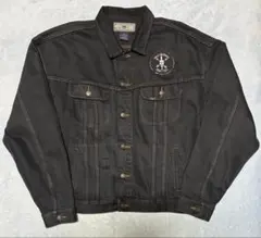 90s Lee後染めブラックデニムジャケットハードロックカフェ刺繍ワッペン付希少