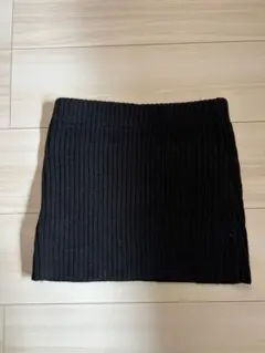黒 リブ編み タイトスカート XS SHEIN ミニ丈 ニットスカート