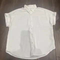 ホワイト 半袖シャツ ボタン付き