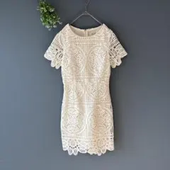 ジュリエット［Ｆ］上品ナチュラル◎くびれライン◎ひざ丈◎ホワイトレースワンピース
