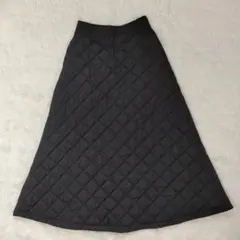 ADAM ET ROPE 黒ブラック キルティングロングフレアスカート Ｓサイズ