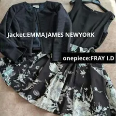 レディース　フォーマル　ノーカラージャケット　花柄ワンピース　セットアップ