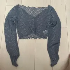 feketeレーストップス 長袖 ブルー