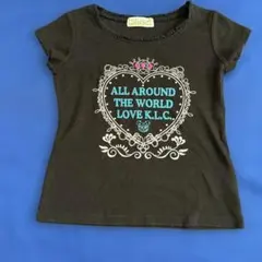 KLC 140 半袖　デザインTシャツ　カットソー 黒　ラメ　ラインストーンのサムネイル