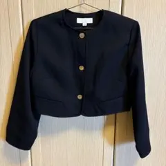 ZARA ノーカラージャケット ネイビー 金ボタンのサムネイル