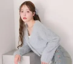 【niceclaup 春色カーデ シャギーカーディガン