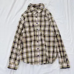 PAGE BOY ページボーイ　シャツ　長袖　チェック　ロールアップ　秋色　黄色