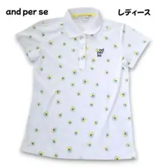 and per se 半袖ポロシャツ 花柄 ゴルフウェア Mサイズ 極美品